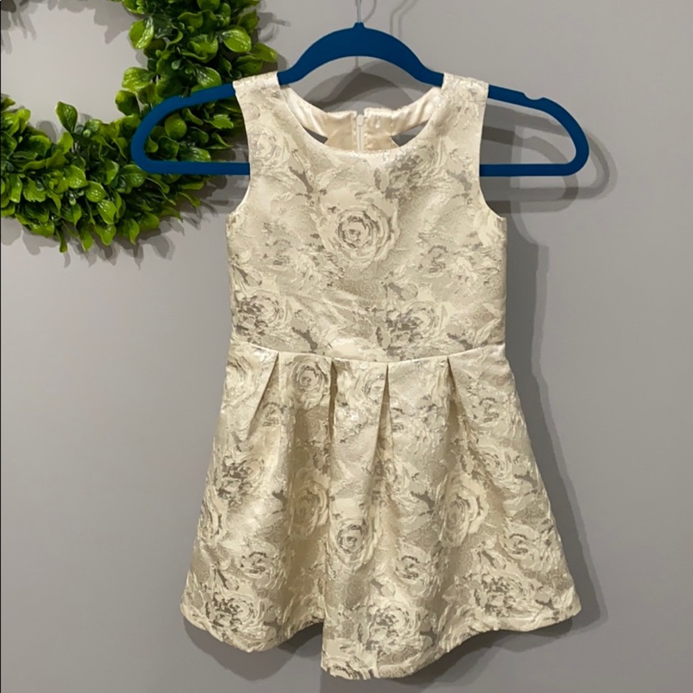 Gold with Metallic Silver Thread Girl’s Dress